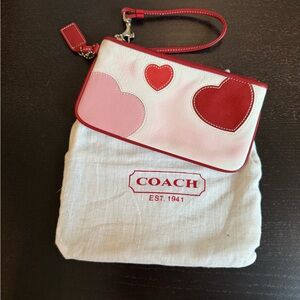 Coach Heart Design Wristlet - Red and Pink